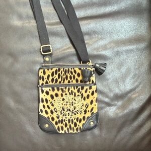 Juicy Couture Leopard Print Crossbody with Black Trim and Tassel